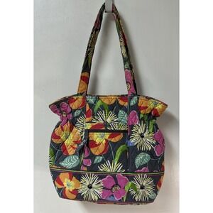 Vera Bradley Laura Bag‎ Jazzy Blooms Gray Pink Purse Shoulder Tote Bird Floral